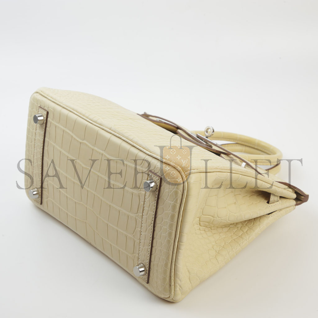H**mes master birkin 20 crocodile leather vanilla silver buckle h041350ck03 (20*15.5*11cm)